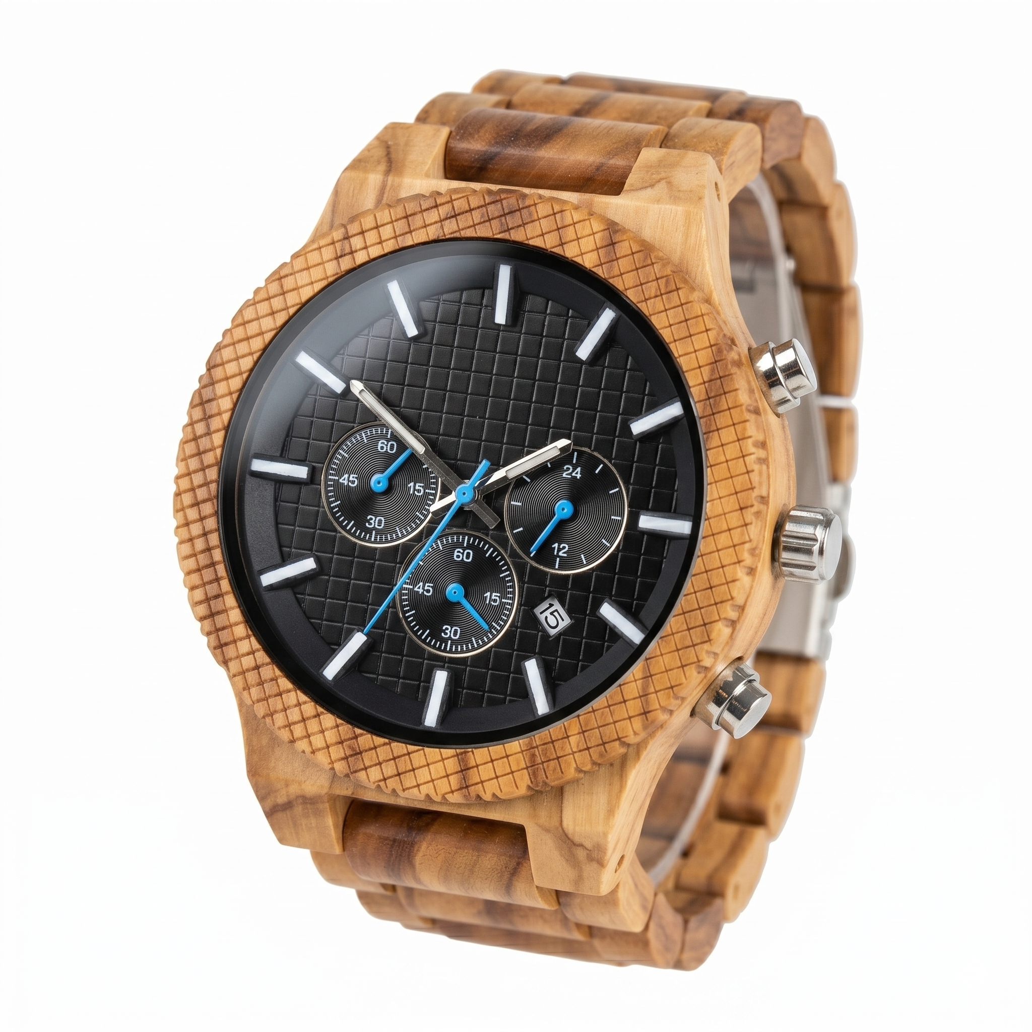 CRONO-228 Orologio Cronografo da polso in vero legno