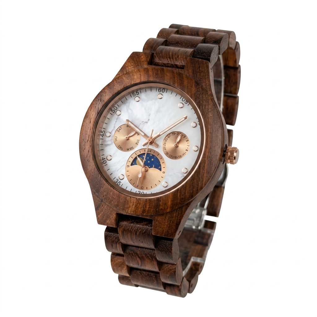 LUNA-208 Orologio da polso in vero legno