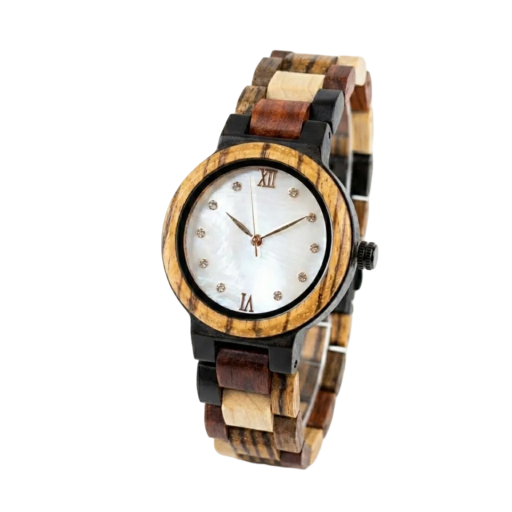 PERLA-205 Orologio da polso in vero legno