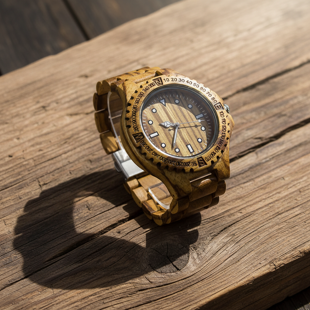 Orologio Zebrawood flat lay